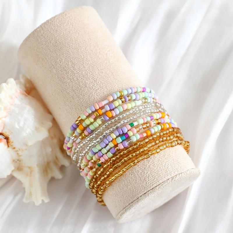 Fashion Handmade Multi Layer Glass Bead Bracelet Set Featuring Colorful Faux Crystal Designs for Fashion Foward Women