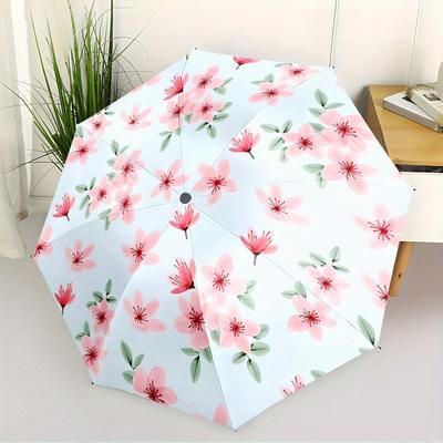 Automatic Open/Close Umbrella with Floral Pattern - Compact Travel Umbrella, Lightweight & Portable for Women/Men, Elegant Che