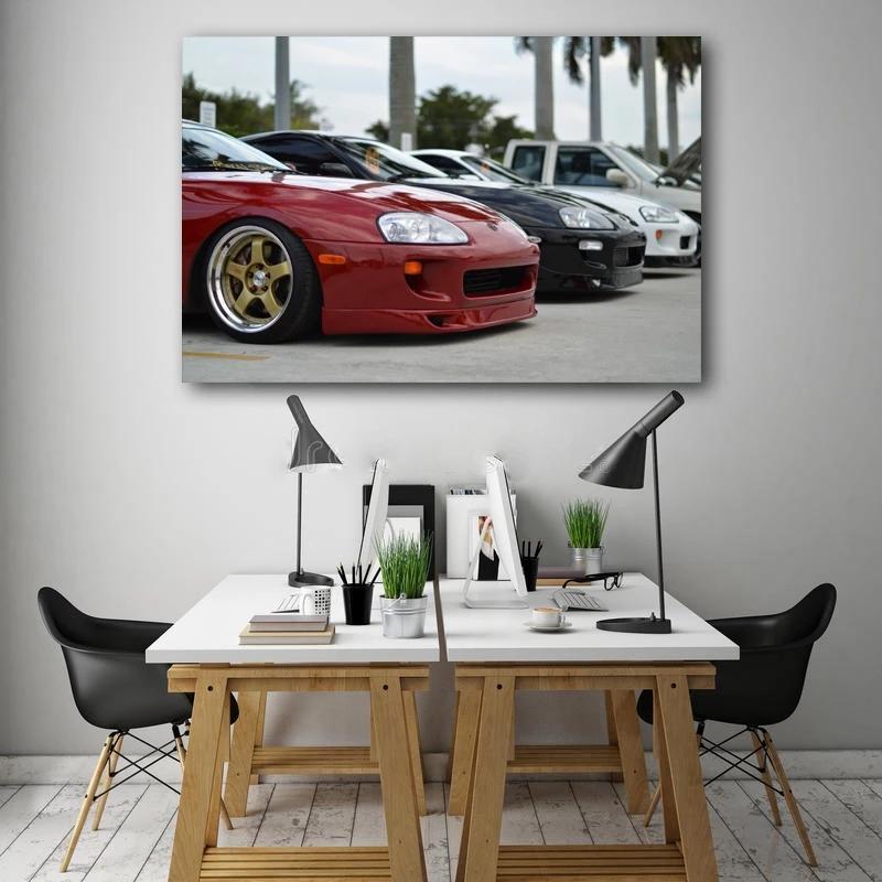

Массивная деревянная рама Toyota Supra Старый автомобиль Суперкар Плакаты Холст Принт Настенное Искусство Для Домашнего Декора Украшения Гостиной