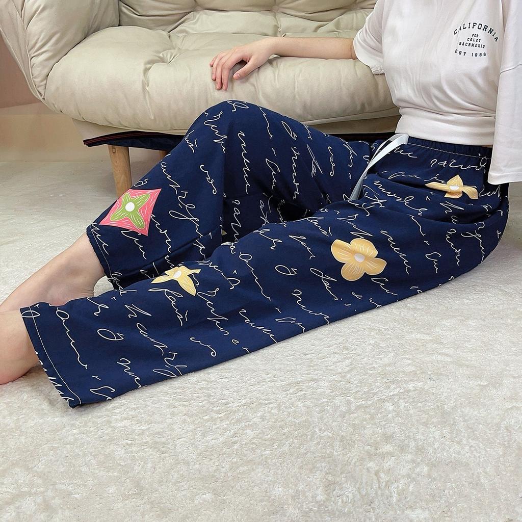 Summer Thin Cotton Rayon Ultra-Light Puff Wide Leg Ankle Pants for Women  Home Pants Plus Size Artificial Cotton Pants