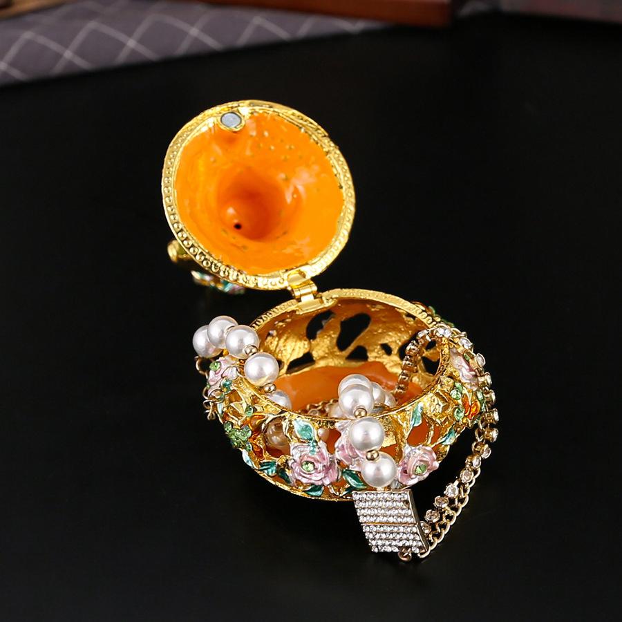 Artisanat Métallique Ornement Émaillé Diamant Théière à Bouche Haute Boîte à Bijoux Créative Rangement Bijoux Maison Boîte à Bijoux