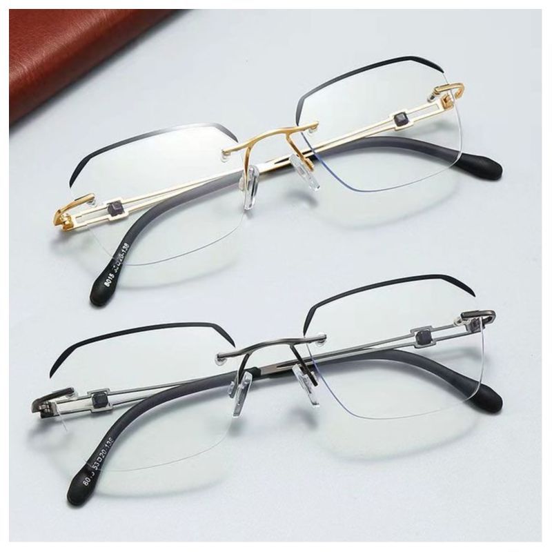 Fashionable Business Presbyopia Glasses For Men And Women Rimless High-Definition Anti-Blue Light Reading Glassesdiopter To +4.0