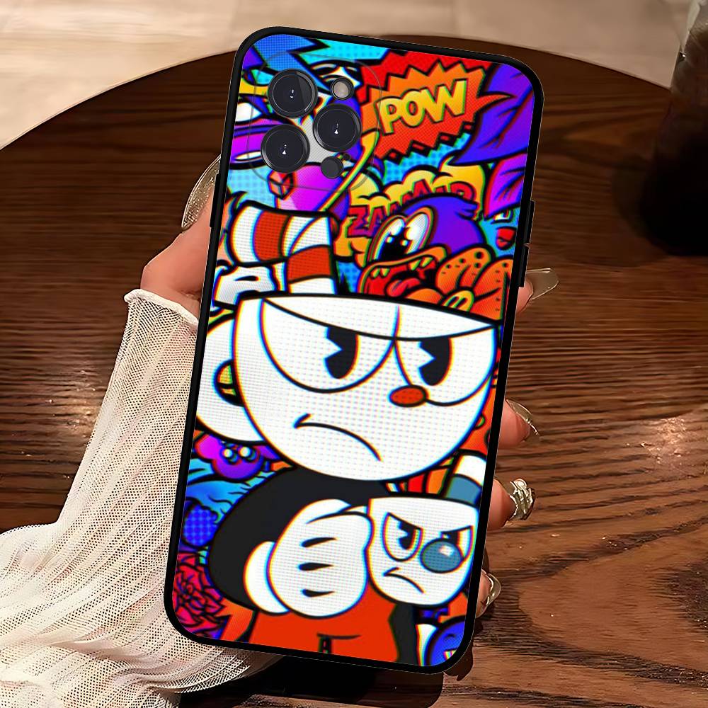 

Популярная Анимация C-Cuphead S-Show Чехол для Телефона Для IPhone 17 16 15 14 13 12 11 Pro Max Plus Mini Силиконовый Черный Чехол iPhone 16e