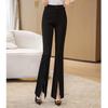 Women's High-Waist Slim-Fit Flared Pants with Rhinestone Split Hem