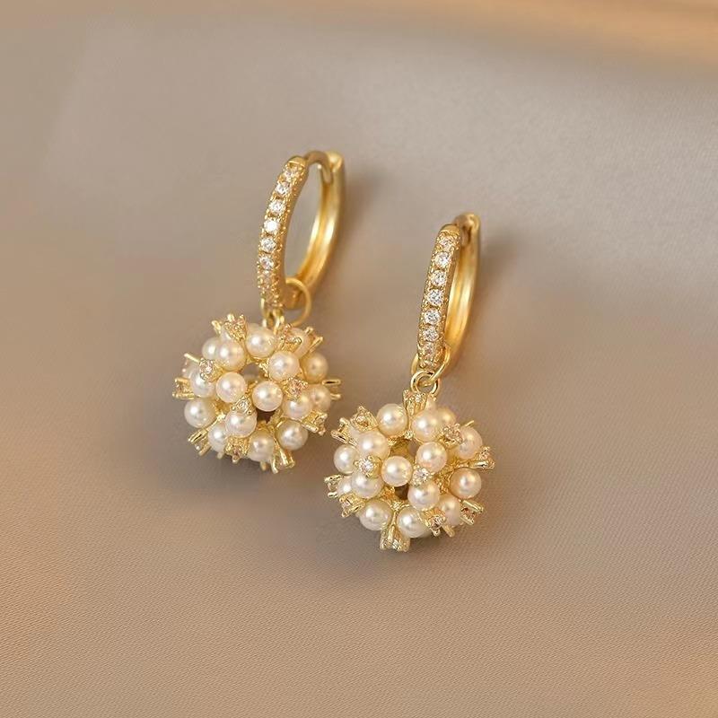 1pair Shiny Faux Pearl Zirconia Pendant Earrings For Teen Girls Exquisite Elegant Party Commemorative Gift