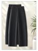 Women's Gray Wool Tweed Wide-Leg Cropped Pants with Velvet Lining - Autumn/Winter New Style