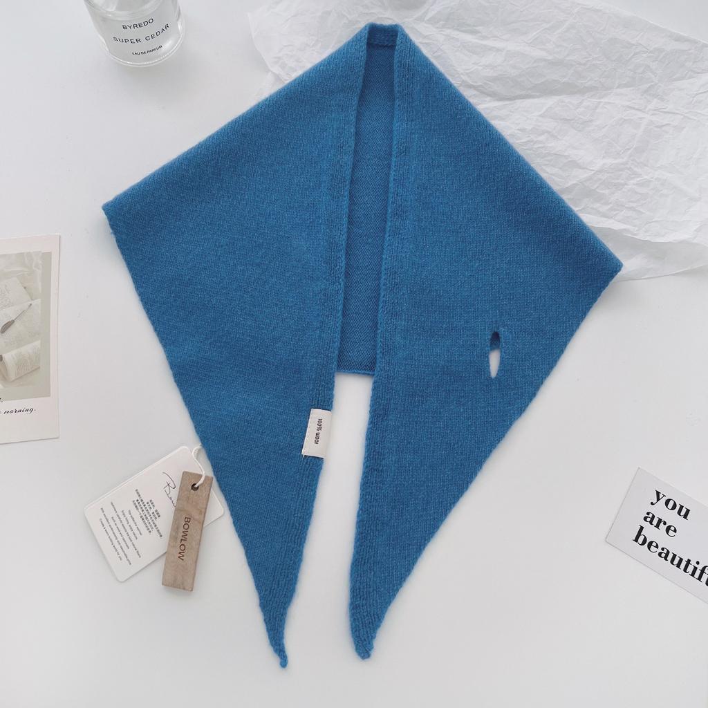 New Korea Styles 100% Wool Knitted Triangular Scarf Women Winter Warm Decorate Headscarf Shawl Neckerchief Hijab Pashmina