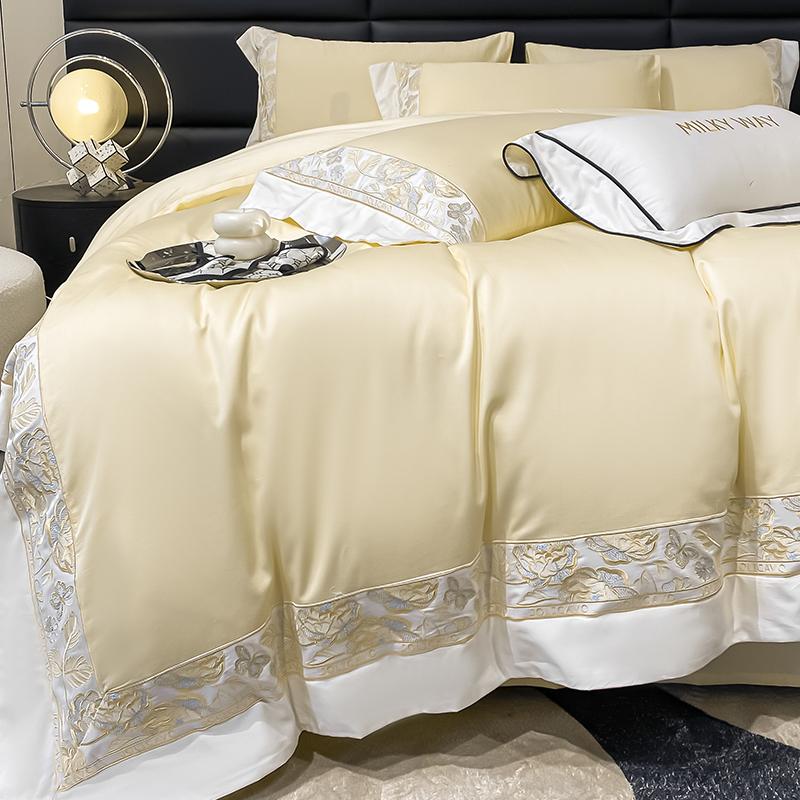 Svetanya Embroidery Bedding Set 100s Egyptian Cotton Bed Linens Sheet Pillowcase Comforter Cover Set Underwear