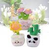Fashion Plush Keychain Cute Potted Sunflower Kitten Green Bamboo Doll Pendant