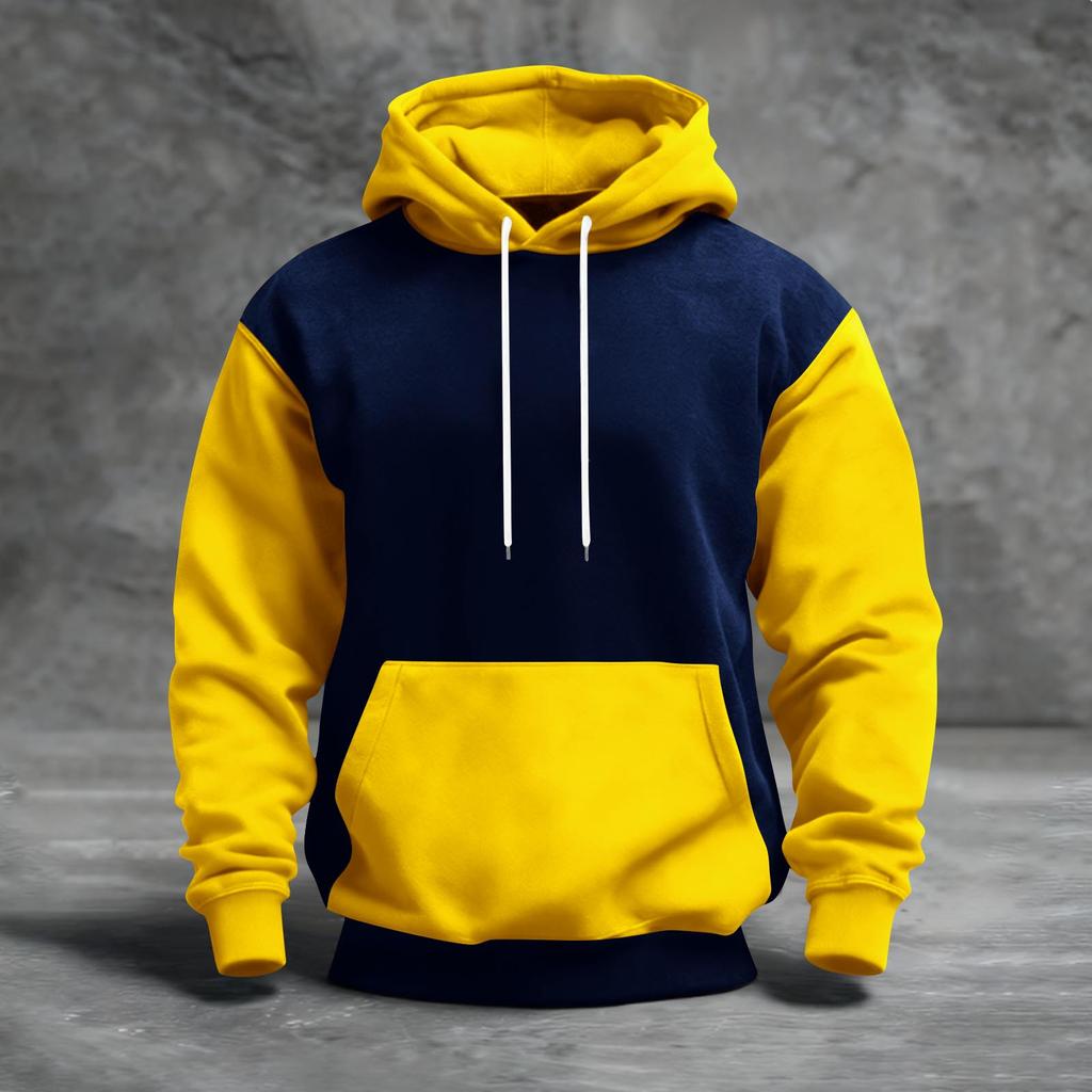 Sudadera con capucha para hombre con bloques de color, con bolsillos, casual y cómoda