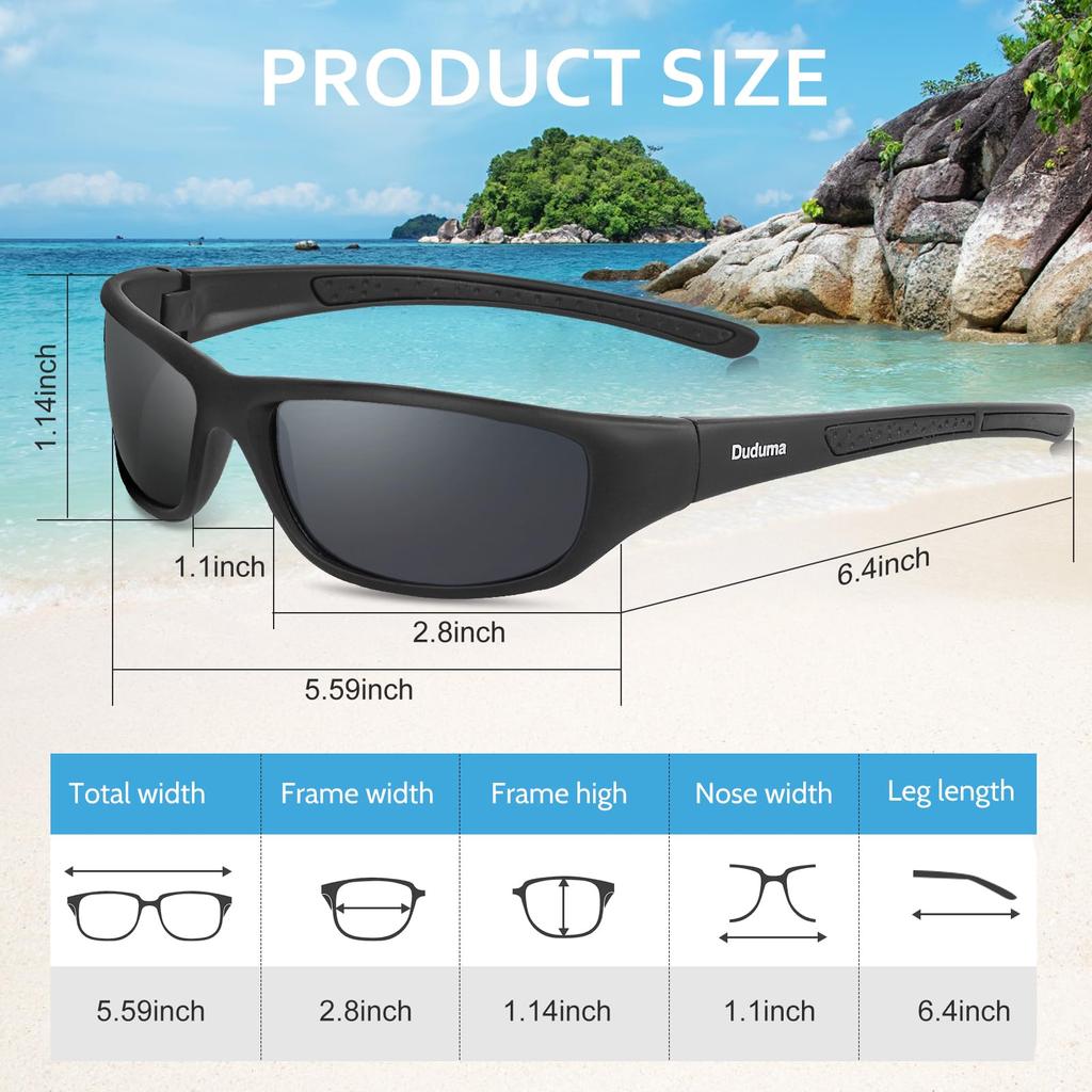 [Duduma] Men's Sunglasses, UV Protection, Sports Sunglasses for Cycling, Hiking, Baseball, Golf, Running, Driving, Motorcycling, Tennis.
