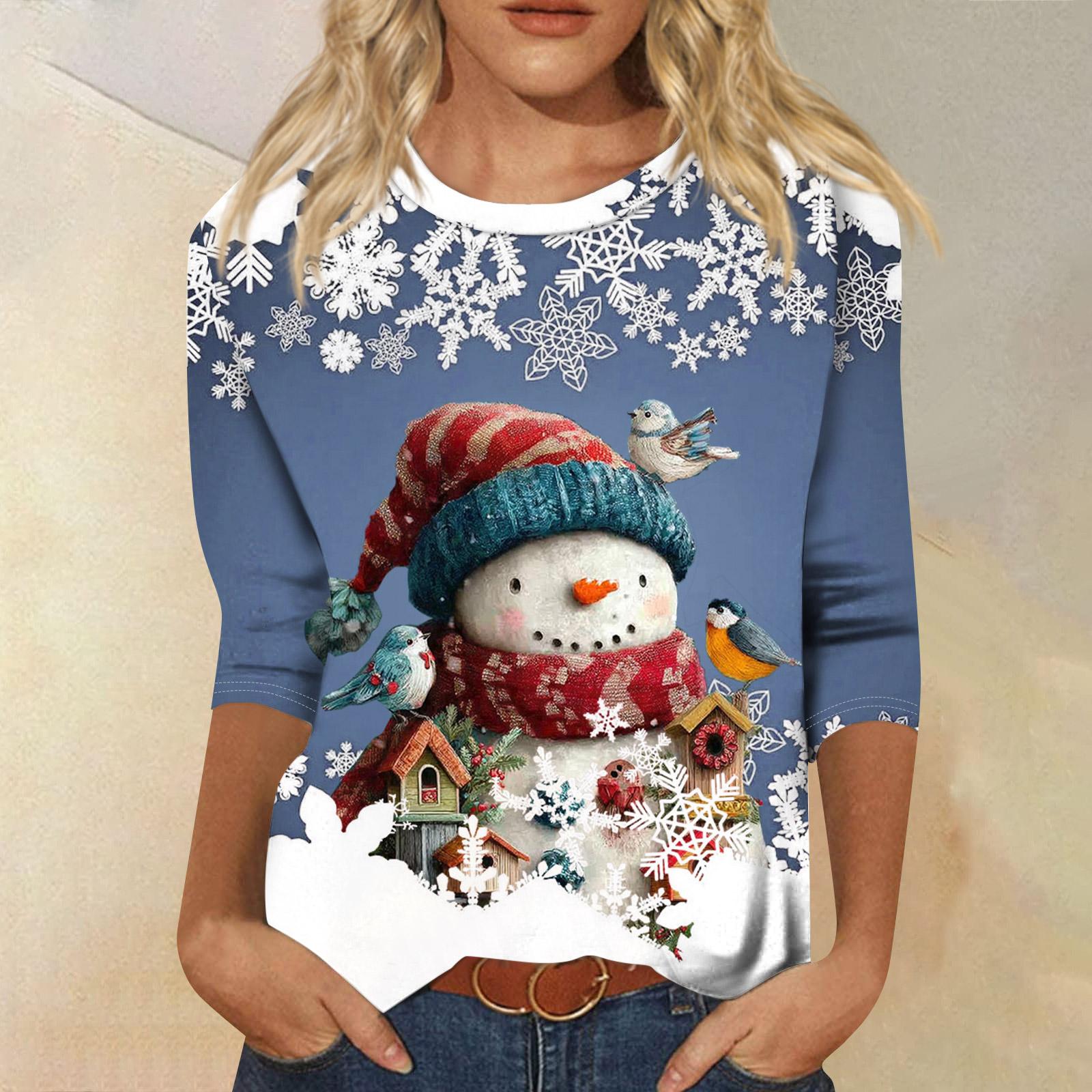 

Женская модная повседневная свободная футболка с круглым вырезом и рукавами 3/4 с принтом, женский топ M чёрный