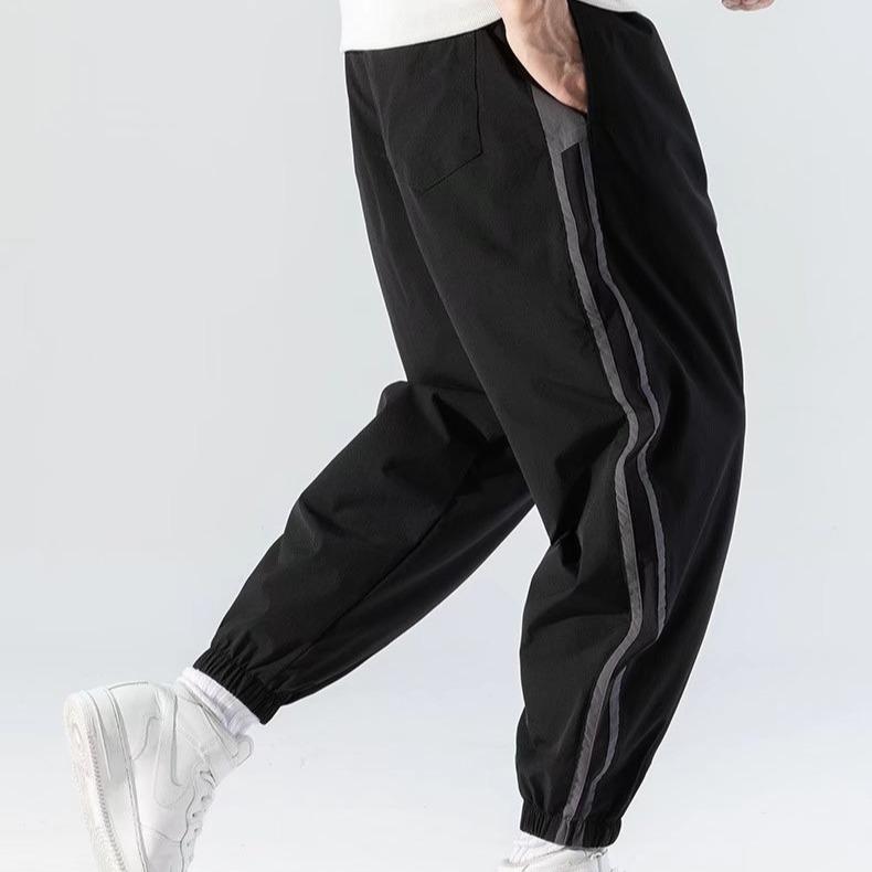 

Мужские повседневные спортивные брюки большого размера, спортивные брюки свободного кроя с манжетами, черные брюки 2XL