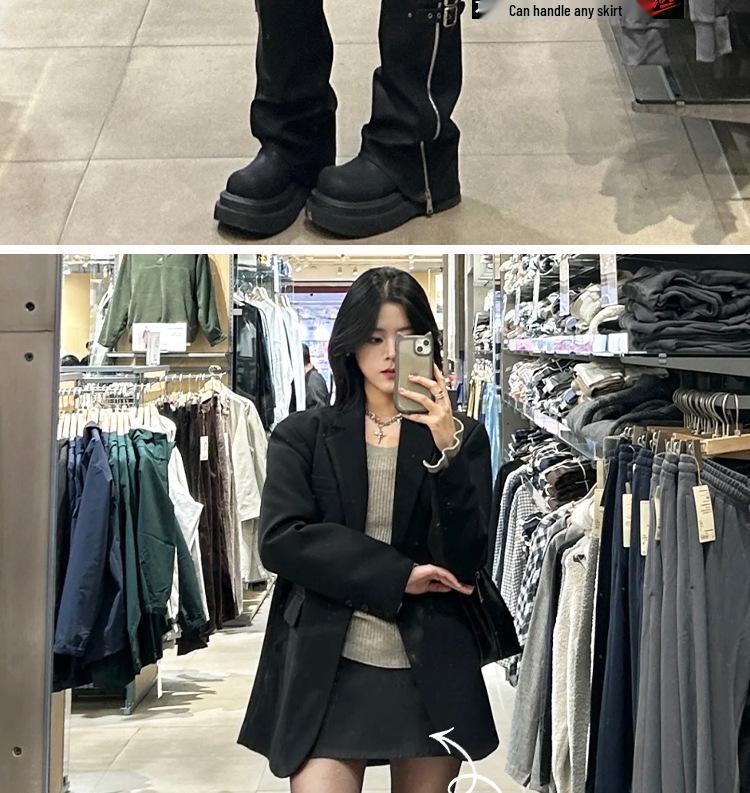 Women's Gray A-Line High Waist Wool Pencil Skirt - Autumn/Winter 2025
