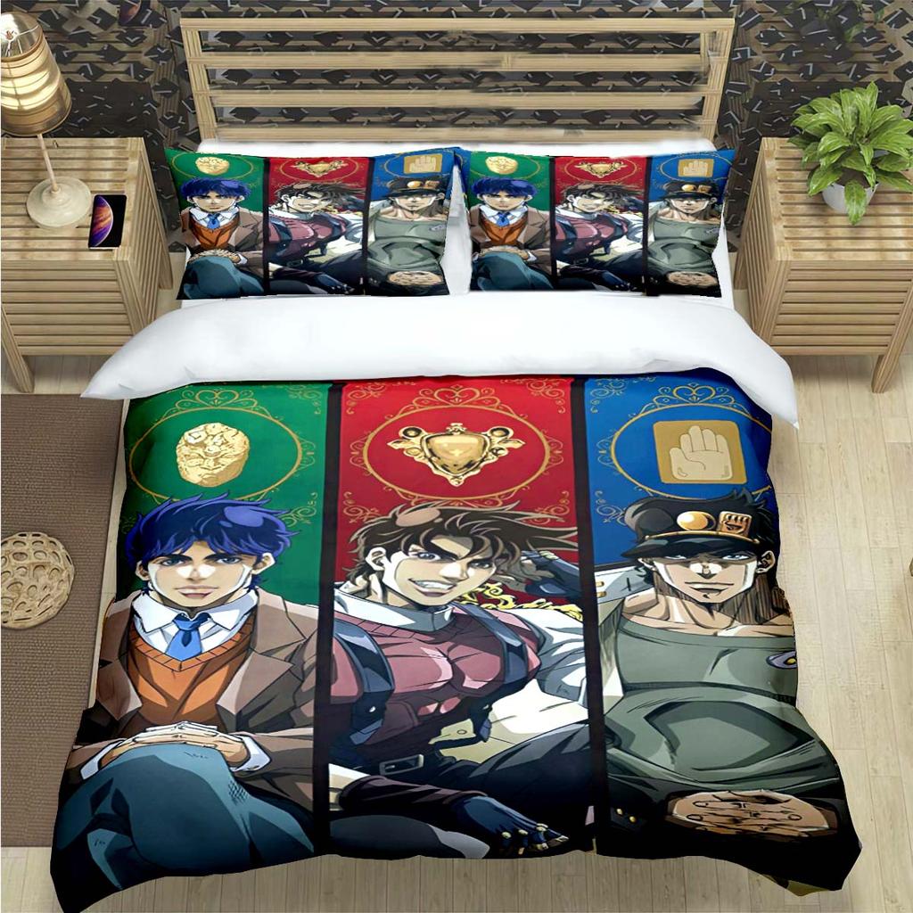 Beliebte Cartoon J-Jojo’S Bizarre Adventureprint Bettwäschesets Bettzubehörset Bettdeckenset Teenager Mädchen Einzelbett Einzelbett Kindergeschenk