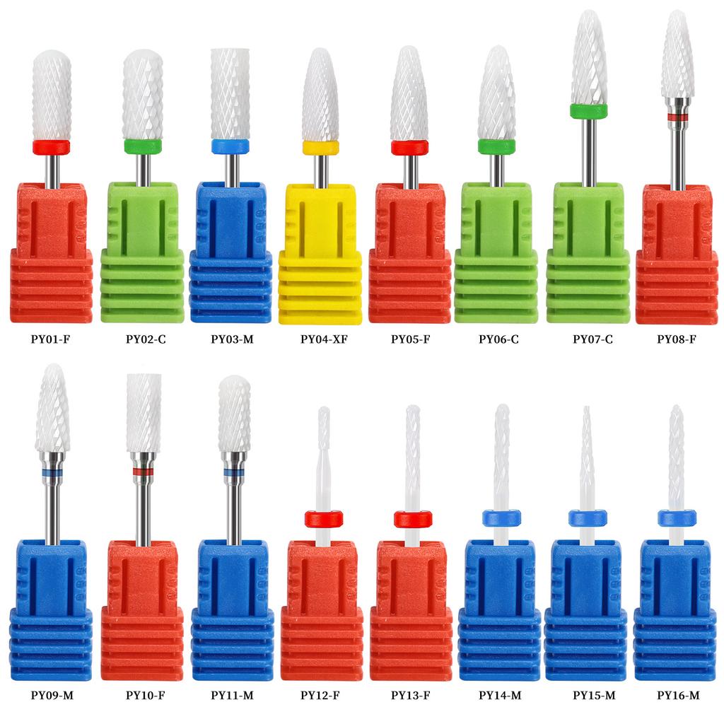 Nail Art Ceramic Grinding Head, Single Corn Bullet Cylindrical Rocket-Shaped Nail Electric Grinding Machine Accessories Grinding Head