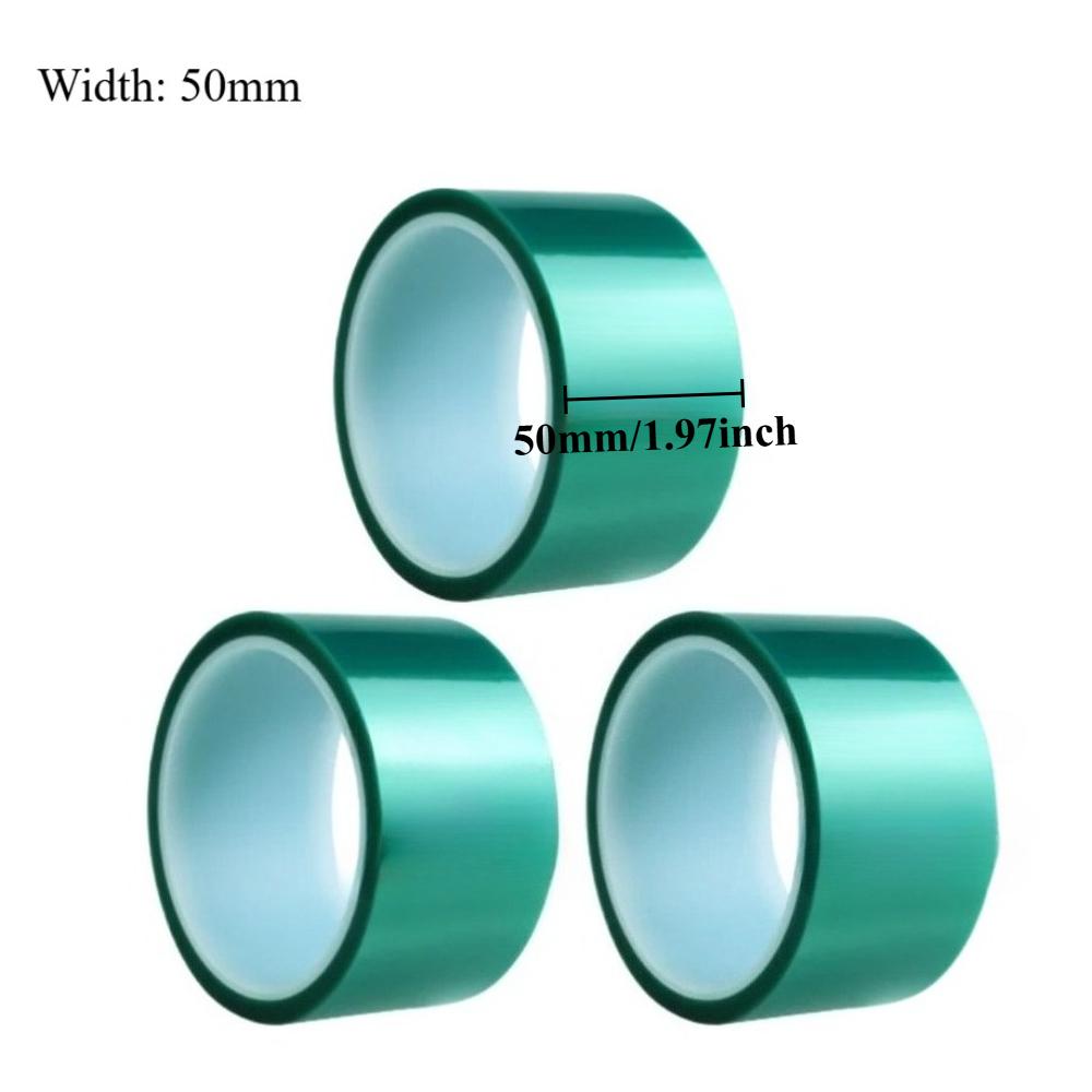 3 Rolls Green PET Film Tape Multiple Widths Heat-Resistant Masking Shielding PCB Solder Plating Insulation Protection Tape