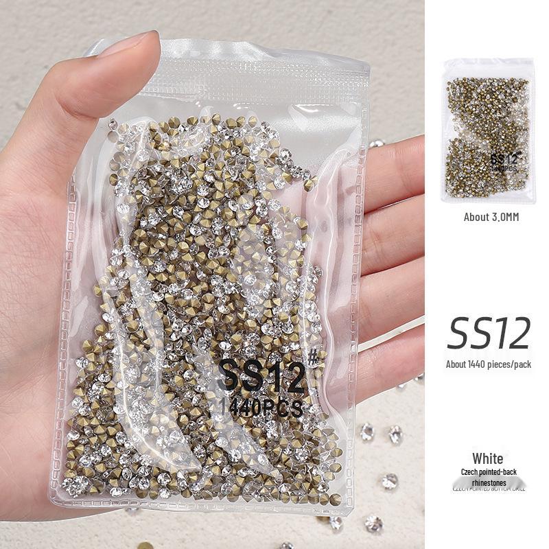 Pointed Bottom Czech Rhinestones for Nail Art - Glass Transparent Accents for Nail Decorations