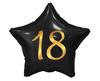 Foil Balloon, Black Star 18th Birthday, 44Cm
