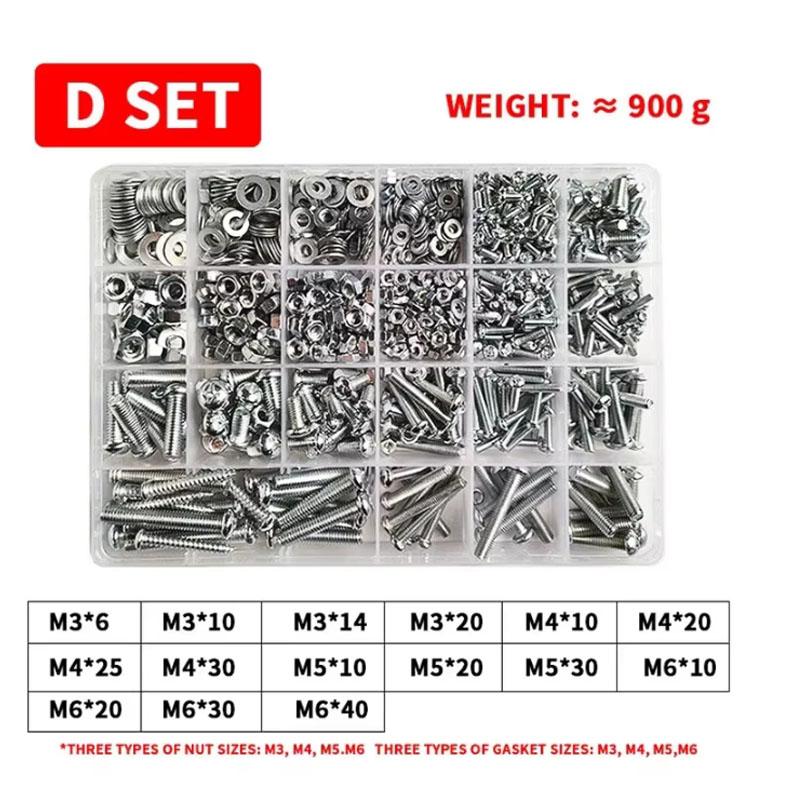 

Винты машинные M3 M4 M5 M6 с гайками болтами и шайбами крестовые с полукруглой головкой винты болты и гайки набор ассортимент в ящике для инструментов