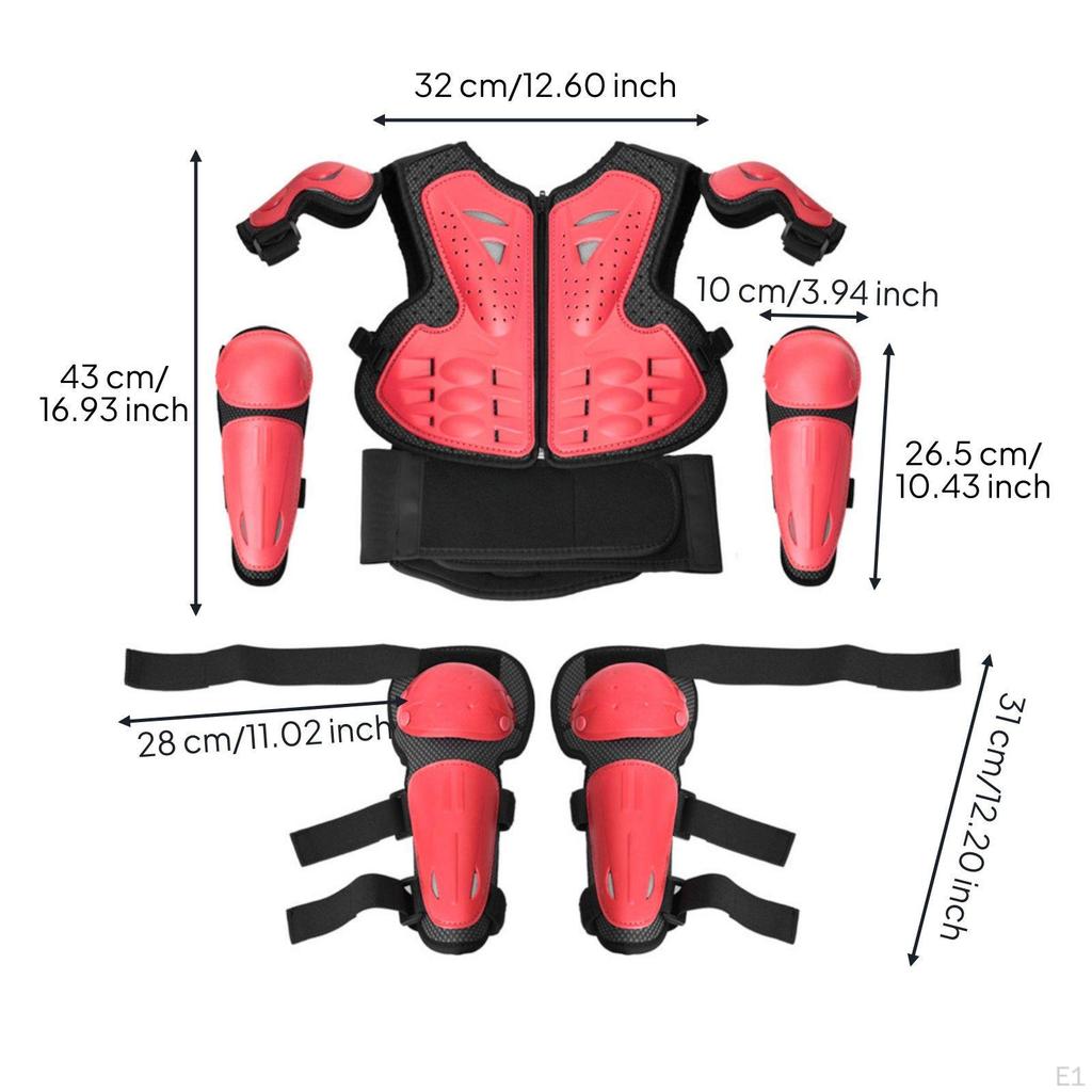 5 Pieces Skating Protector Kit Padded Children's Vest Knee and Elbow Pad Set for Kids, Bicycling,