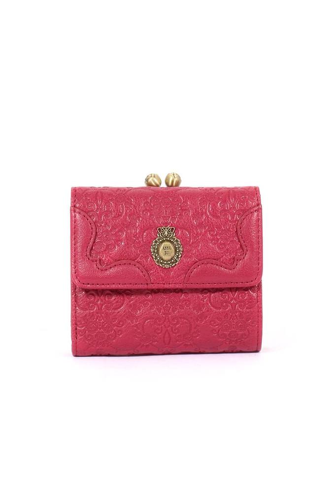 ANNA SUI Vintage Rose Clasp Bifold Magenta Wallet, Women's, 315622,