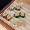 Vintage Acrylic U-Shaped Fashion Earrings, Unique Geometric Earrings, Stylish Square Resin Earrings