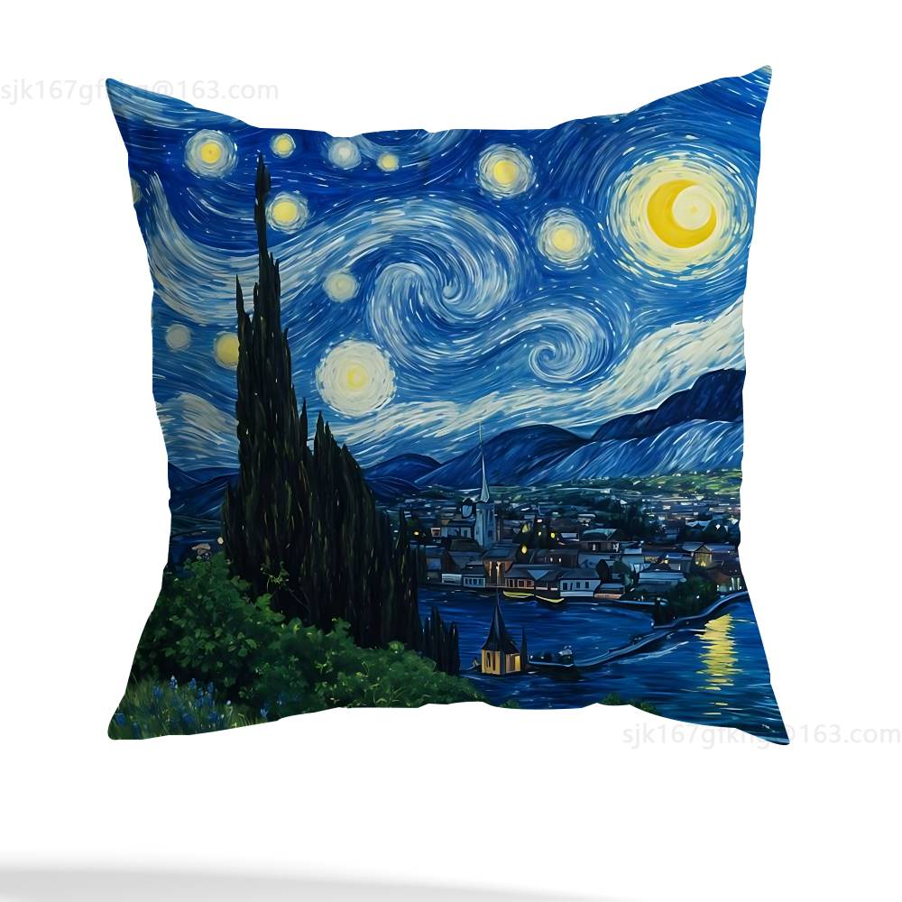Van Gogh Pillow Case Sofa Living Room Bedroom Headboard Backrest Cushion Square Cushion Nap Time