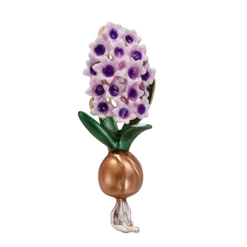 

Classic Enamel Hyacinth Flower Brooches For Women Unisex Plant Pins Casual Party Accessories New Year Gifts For Friends