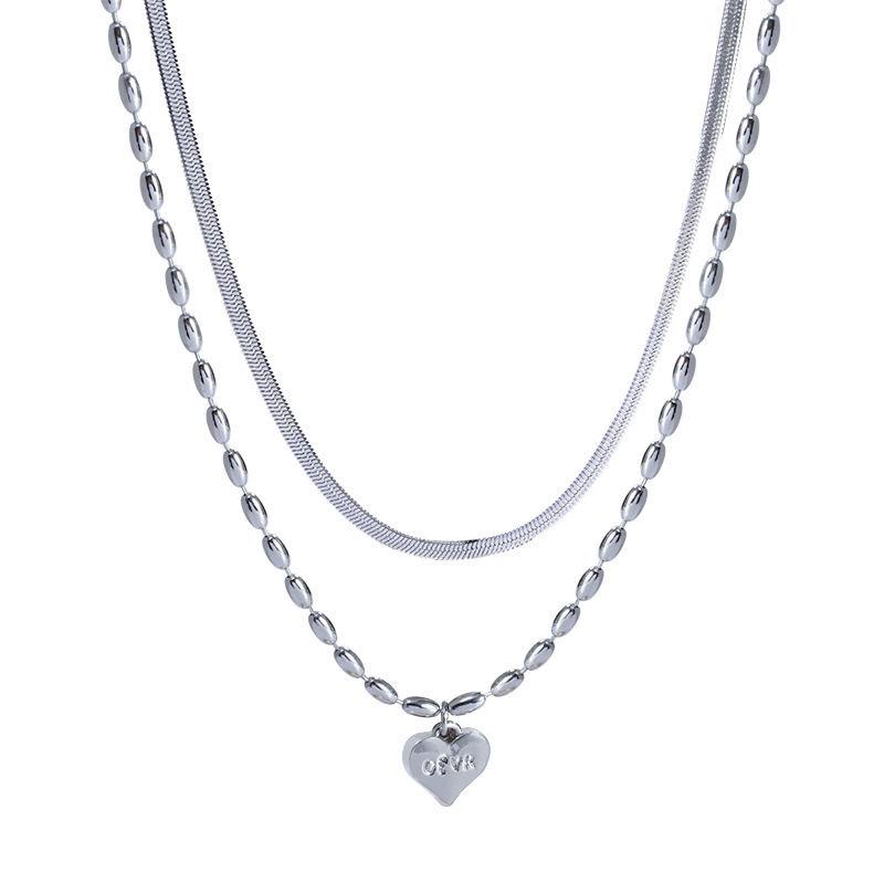 Summer Fashion Women Collarbone Zircon Necklace Double Layer Titanium Steel Layered Necklace Designer Niche Minimalist Necklace