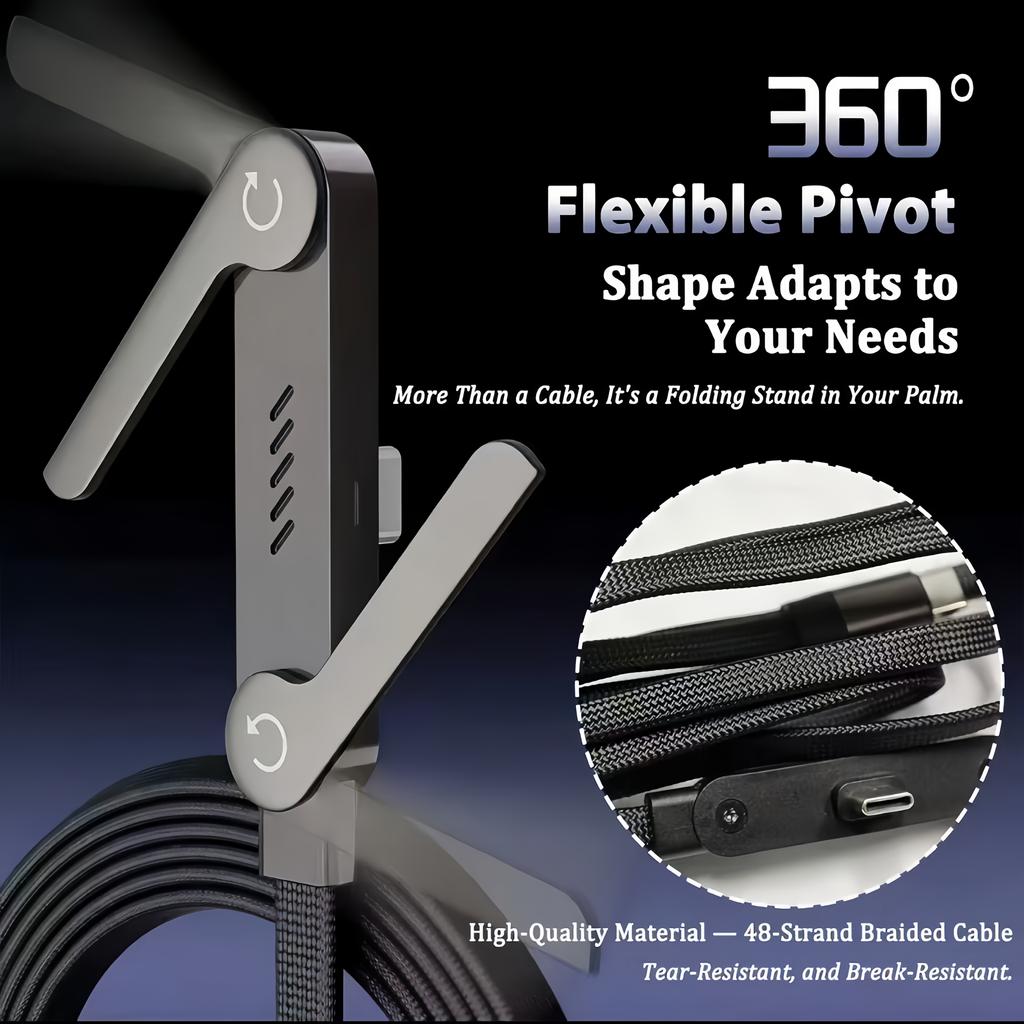 Cavo di Ricarica Pieghevole Con Supporto Integrato Cavo di Ricarica Rapida Telefono Tablet 240W Cavo Dati Ultra-Rapido Supporto per Telefono