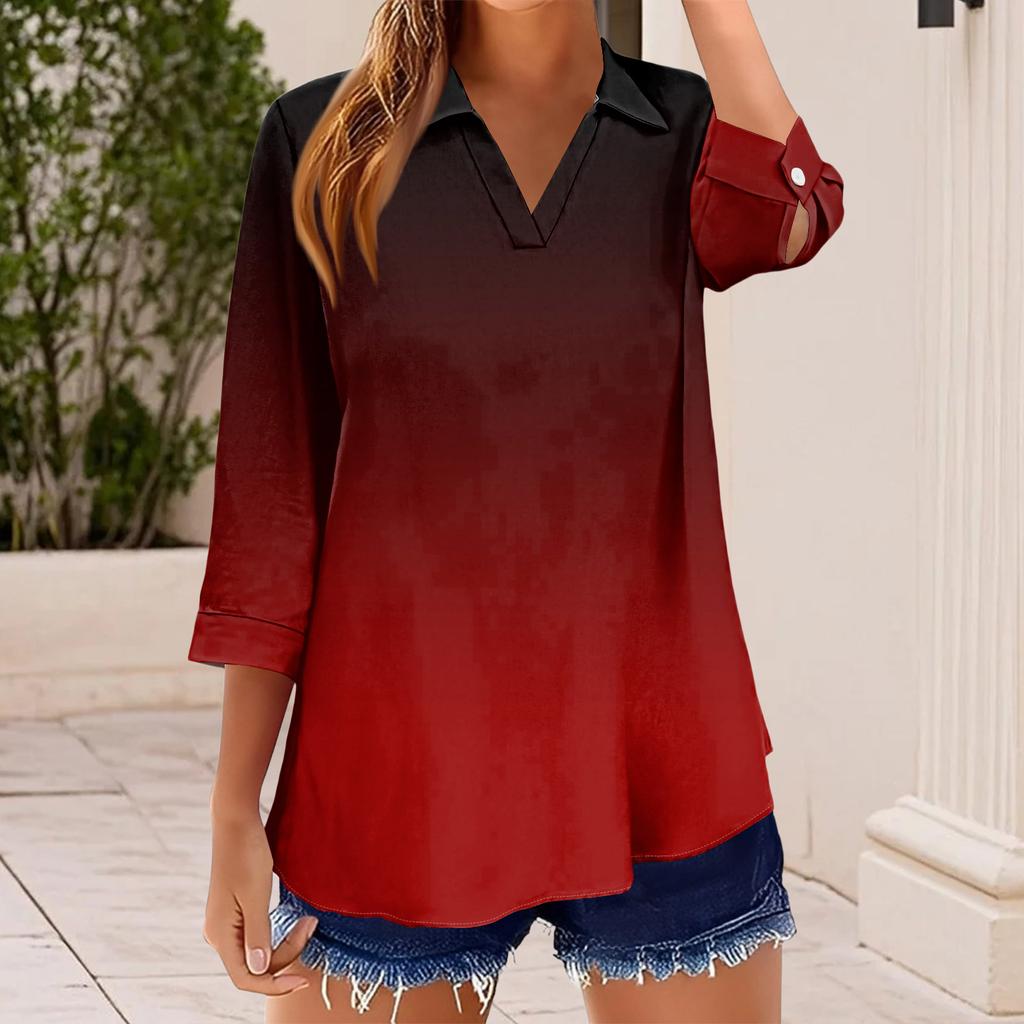 Women's T Shirt Tee Print Button  3/4 SleeveDaily Weekend Fashion Basic V, Neck Regular Top