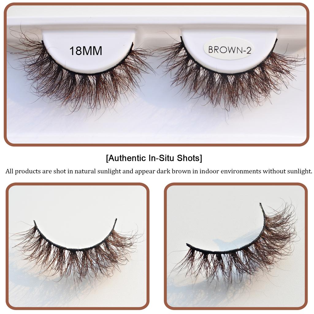 RED SIREN Brown Fluffy Mink Lashes 2026 New Design Luxurious Soft Natural Strip Lashes Cosplay Mink False Eyelashes Supplies