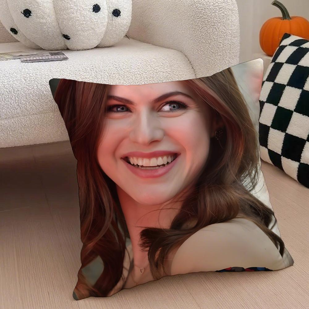 Hollywood Beauty AAlexandra Daddario Cushion Cover Throw Pillow Cover Hidden Button Durable Polyester Chair Cushion