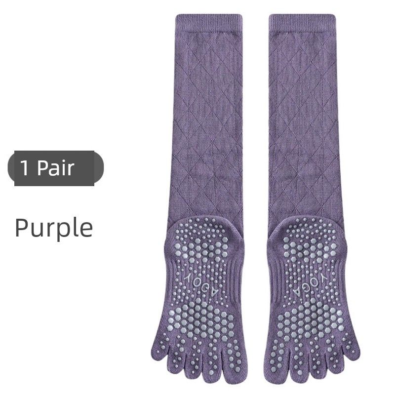 

Yoga Socks Non Slip Professional Women s Toe Socks Fitness Non-Slip Socks Room Socks Adult Long Pilates Socks Purple