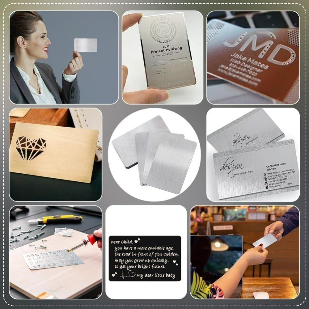 3Pcs Stainless Steel Business Card Blanks Metal Name Cards New Engraving Cards  Laser Engraving