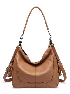 Women's Large Capacity Top Grain Cowhide Shoulder Bag - Fashionable, Simple Crossbody Tote & Mommy Bag