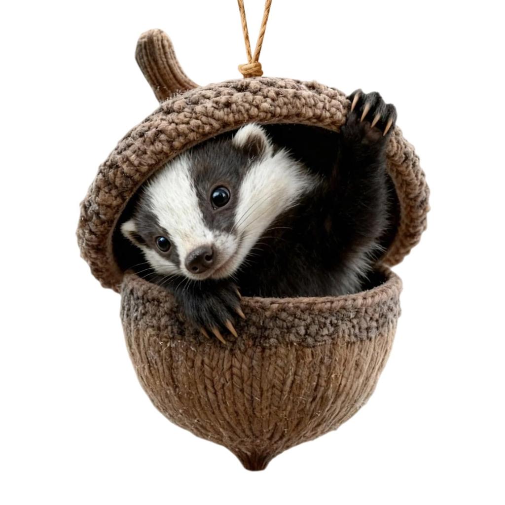 Leśne Ozdoby na Choinkę, Dekoracje Świąteczne, Urocze Ozdoby na Choinkę z Leniwcem, Prezent Dla Zakochanych.(2D)