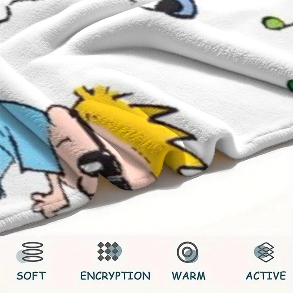 1Pc Calvin and Hobbes Print Flannel Blanket, High quality Comfortable for All Seasons, Home Decor, Warmth and Comfort, Perfect for Christmas Gifts