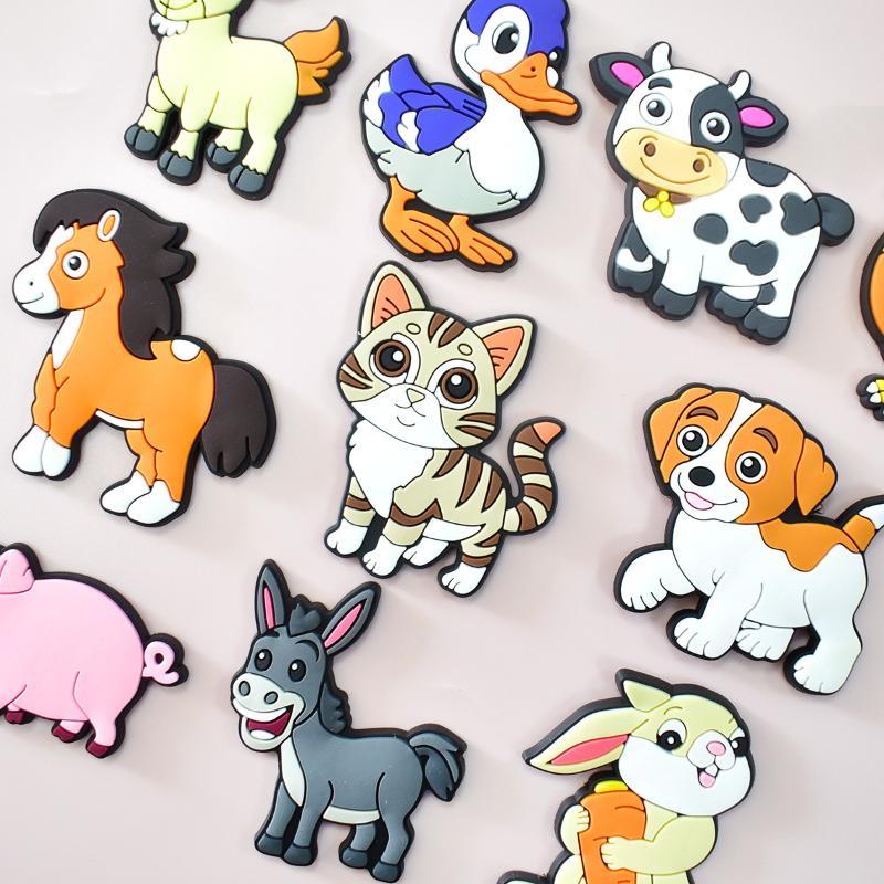 

10Pcs 2D Flat Cute Pvc Fridge Magnets Cartoon Farm Animal Dishwasher Magnets With Kitten Puppy Bunny Fun Home/School/Party Decor