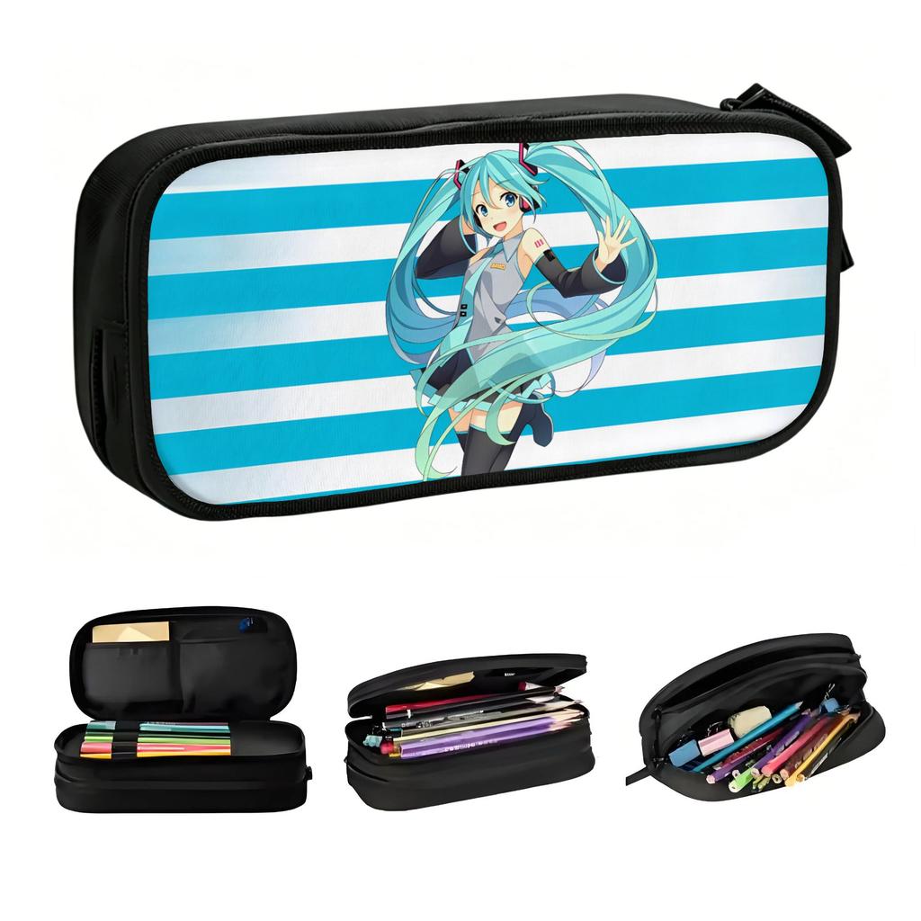 H-Hatsune M-Miku Cute Pencil Case Boy Girl Large Capacity Pencil Bag School Accessories