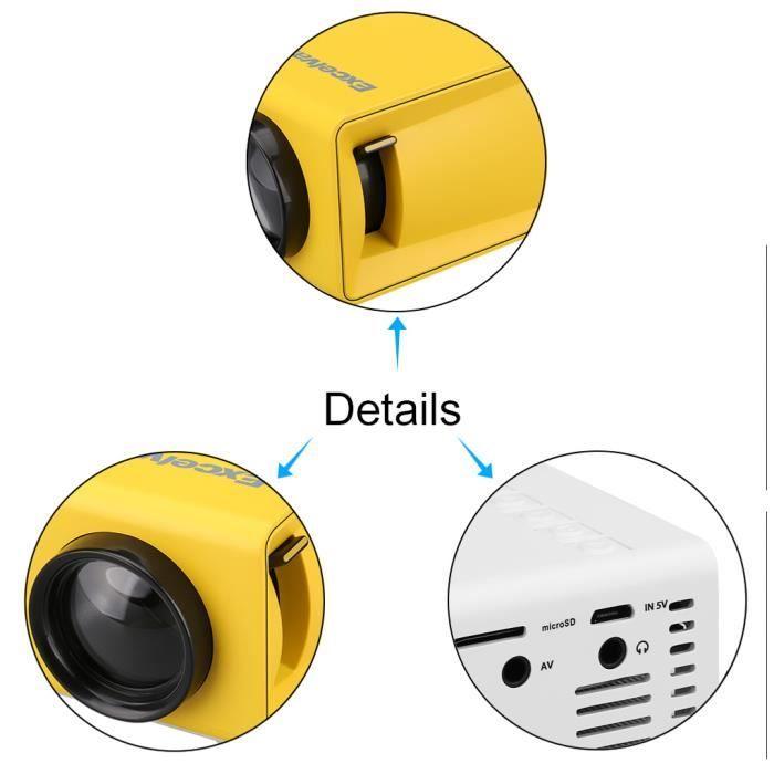 Vidéo Projecteur Portable HD - Excelvan YG300 - 50 Lumens - Jaune