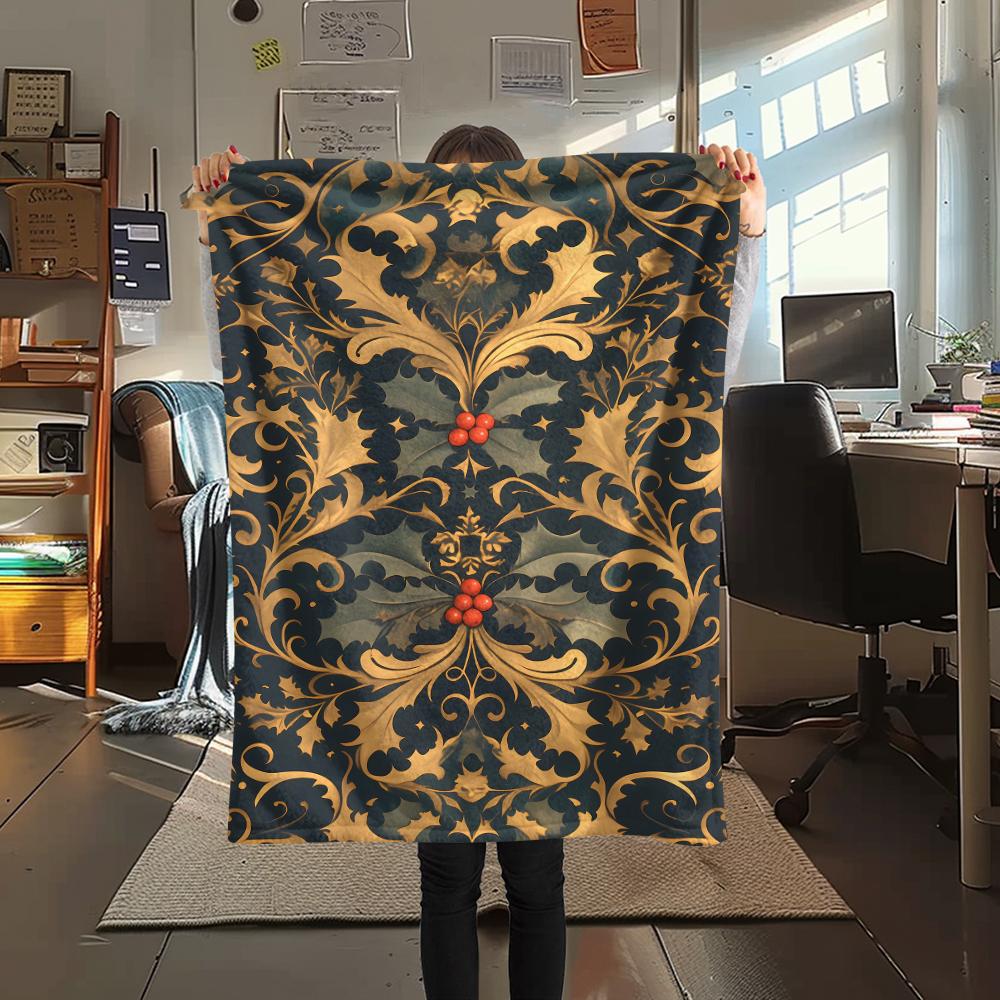 Couverture en flanelle imprimée avec des motifs vintage et magnifiques, Haute qualité, Confortable pour toutes les saisons, Décoration intérieure, Chaleur et confort, Parfait pour les cadeaux de Noël