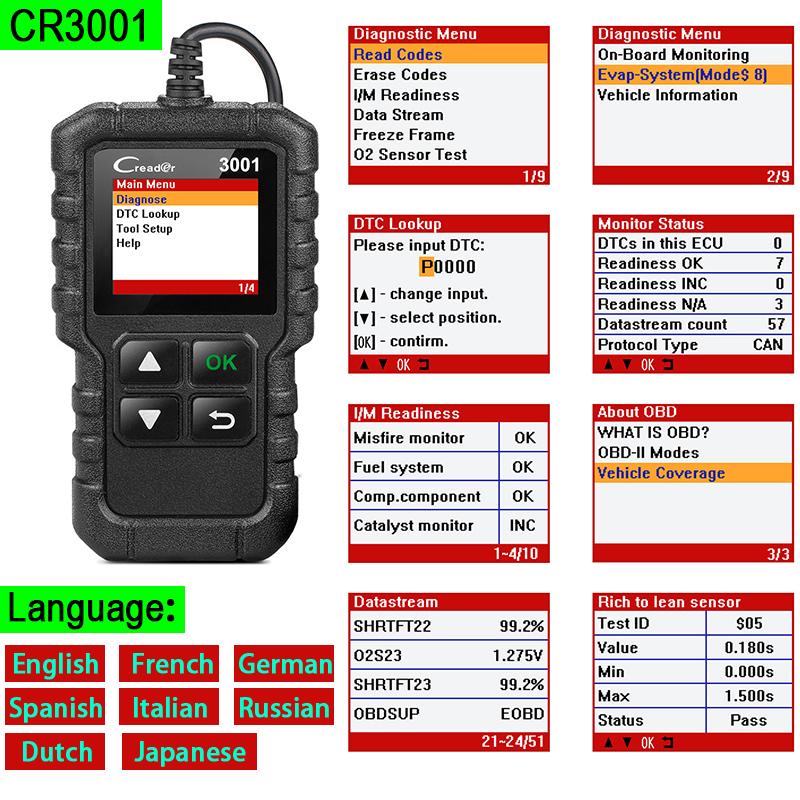 Automatic Scanner For Car Clearing Fault Code Reader OBD2 Check Engine Battery Tester Diagnostic Instrument Multi Languages