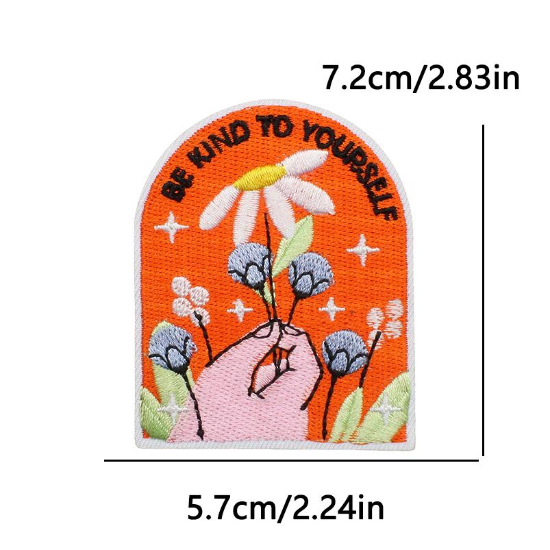 10pcs Lots Flower Letter Slogans Embroidery Patches Butterfly Iron On Patches For Clothing Chrysanthemum Book Sew Stickers 