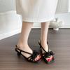 Fashion Summer New Temperament Flower Sandals Women's Comfortable and Versatile Design Outside Wear Square Toe High Heels