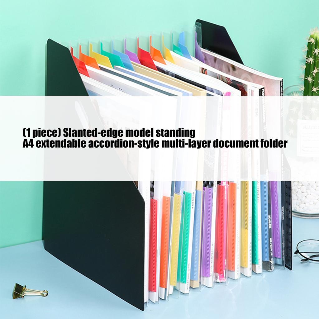 Desktop File Storage Stand 12 Compartments Expandable Document Organiser Slanted Opening Standing File Filing Case