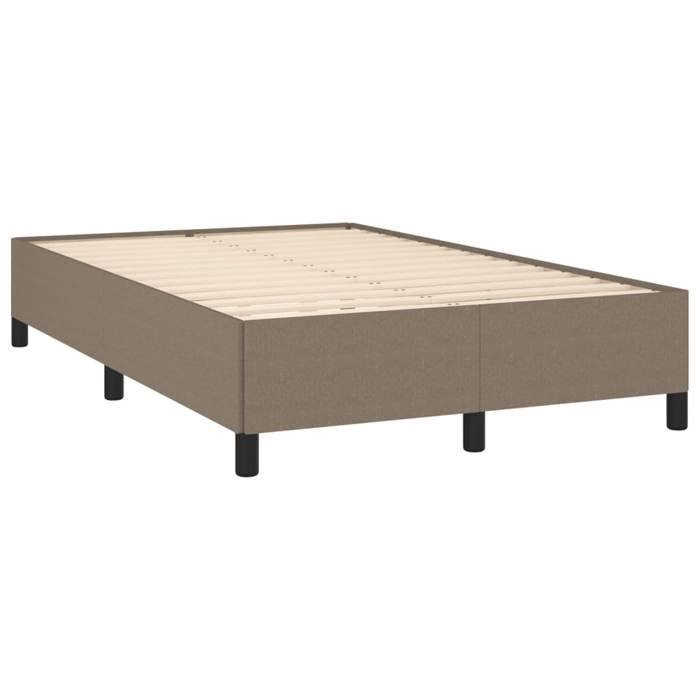Sommier à lattes avec cadre et matelas 120x190 cm - Tissu taupe, ressorts ensachés, surmatelas inclus