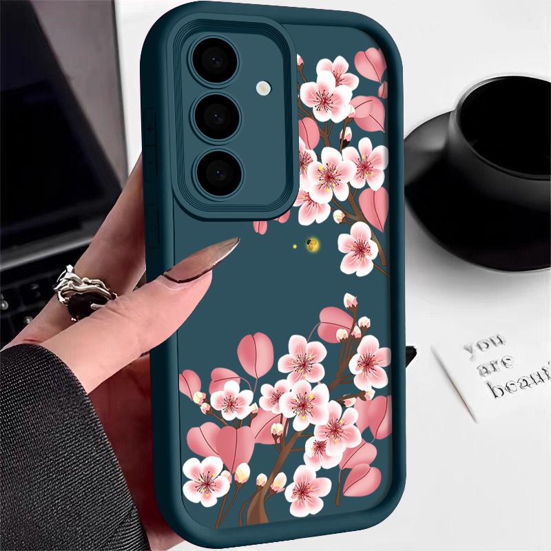Pink Peach Blossom Soft Case For Samsung Galaxy A16 A15 A56 A55 A54 A25 A35 A53 5G S24 S25 S23 S22 Ultra Plus S24 FE Phone Cover