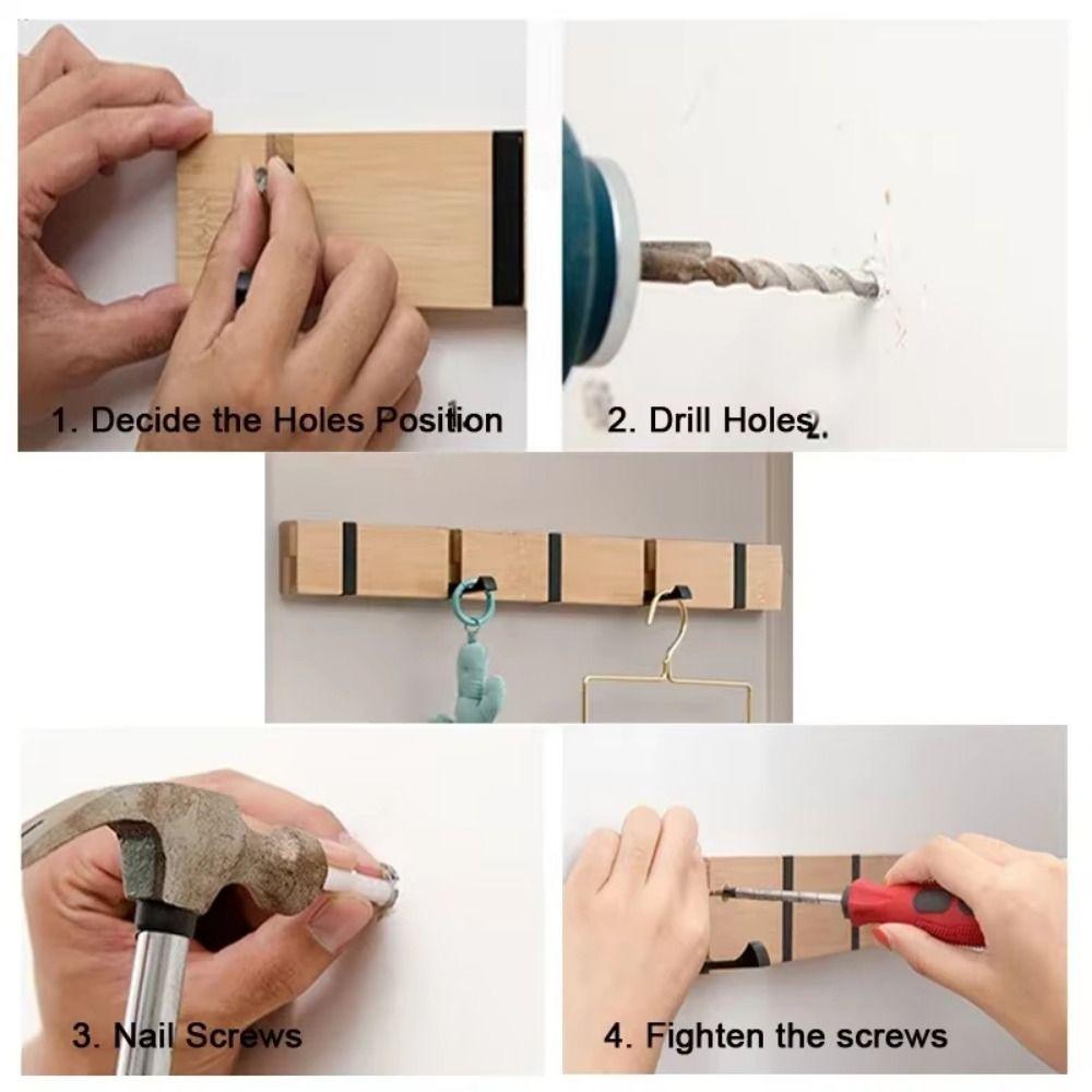 3/4/5 Hooks Door Back Hook Rack Creative Towel Rack Removable Sundries Storage Holder  Household